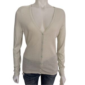 Lord & Taylor 100% Cashmere Cardigan Sweater Pale Green Large